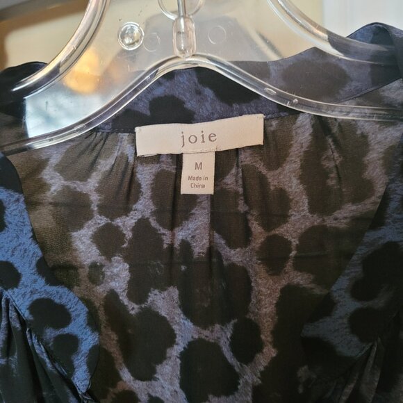 Joie Tariana Navy Blue Leopard Print Blouse - Picture 3 of 4